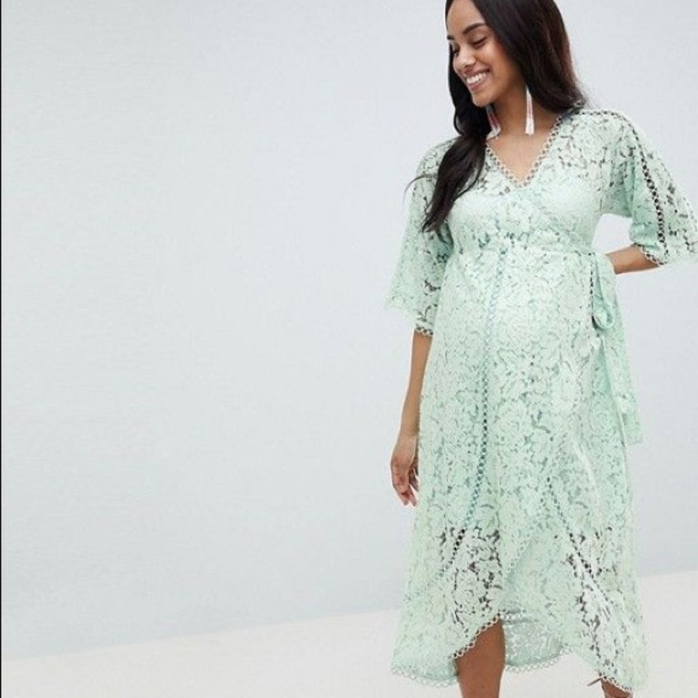 ASOS DESIGN Maternity lace wrap midi dress size 4